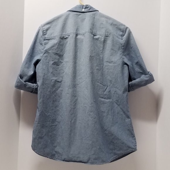 J. Crew Factory Perfect Fit Blue Chambray Long Sleeve Button Down Shirt - Picture 6 of 11